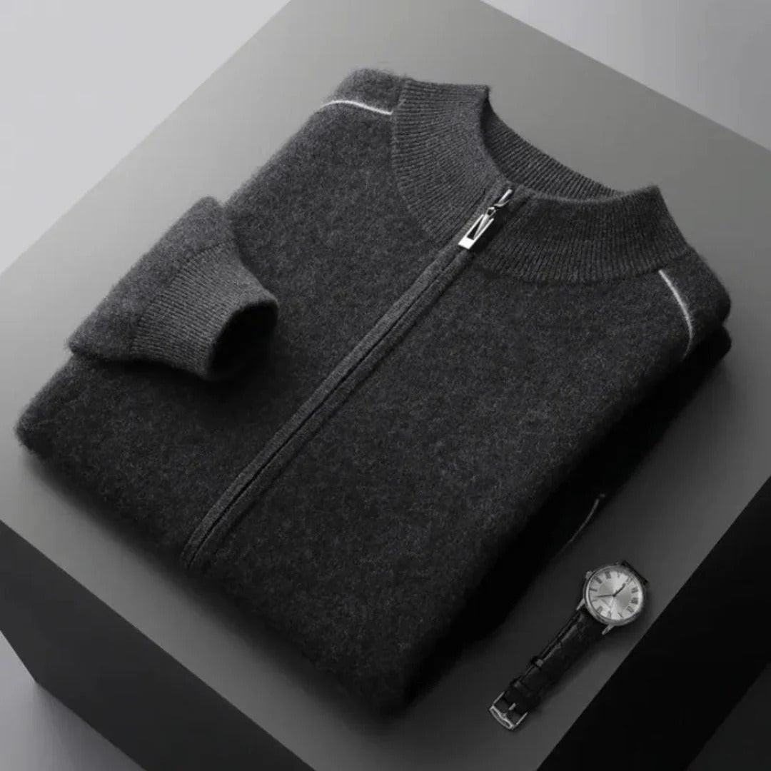 Aaron Sweater | Men’s Full-Zip Soft Knit with Contrast Stitch