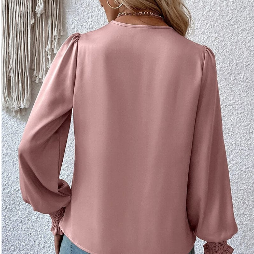 Elegant Draped Wrap Blouse – Chic & Sophisticated Silhouette - Aulerien