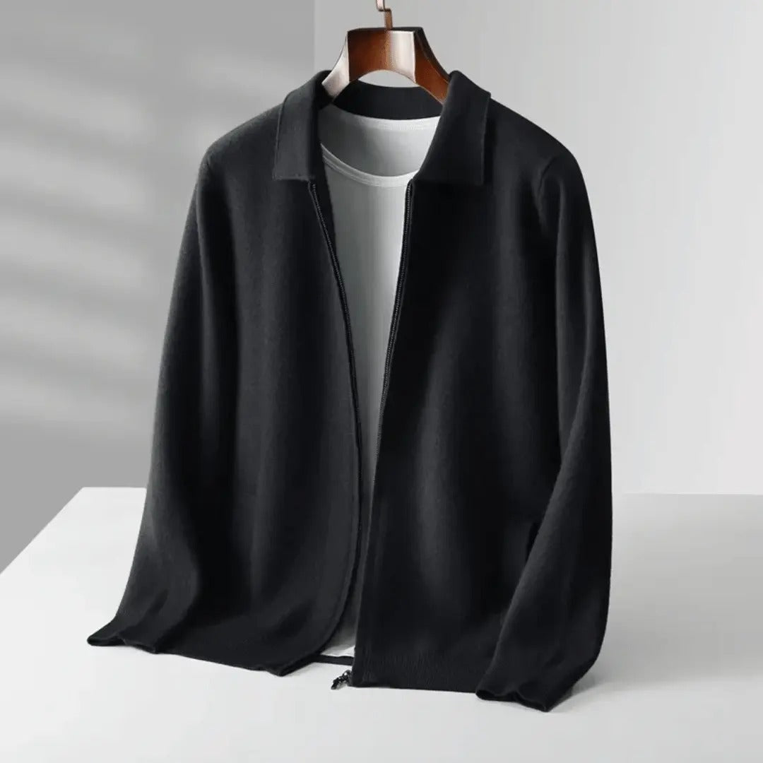 Ashton Cardigan | Men’s Zip-Up Wool Blend with Flat Collar