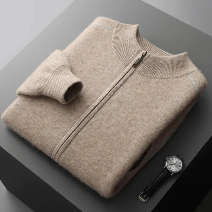 Aaron Sweater | Men’s Full-Zip Soft Knit with Contrast Stitch