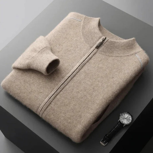 Aaron Sweater | Men’s Full-Zip Soft Knit with Contrast Stitch